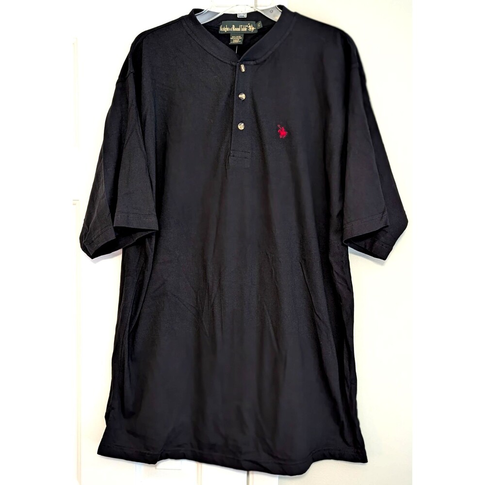 NWT Vintage 90s Knights of Round Table Men's LT Large Tall Henley Shirt Black